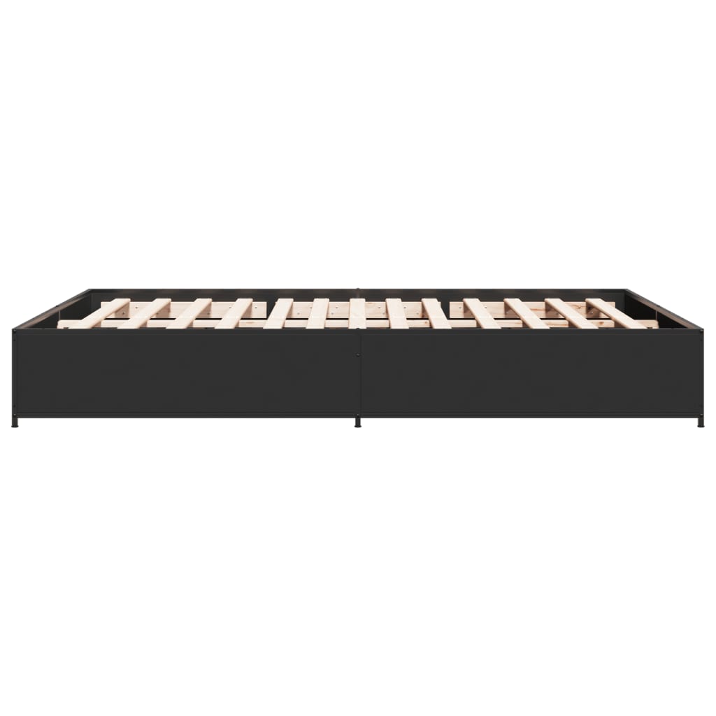 sengestel 150x200 cm konstrueret træ og metal sort