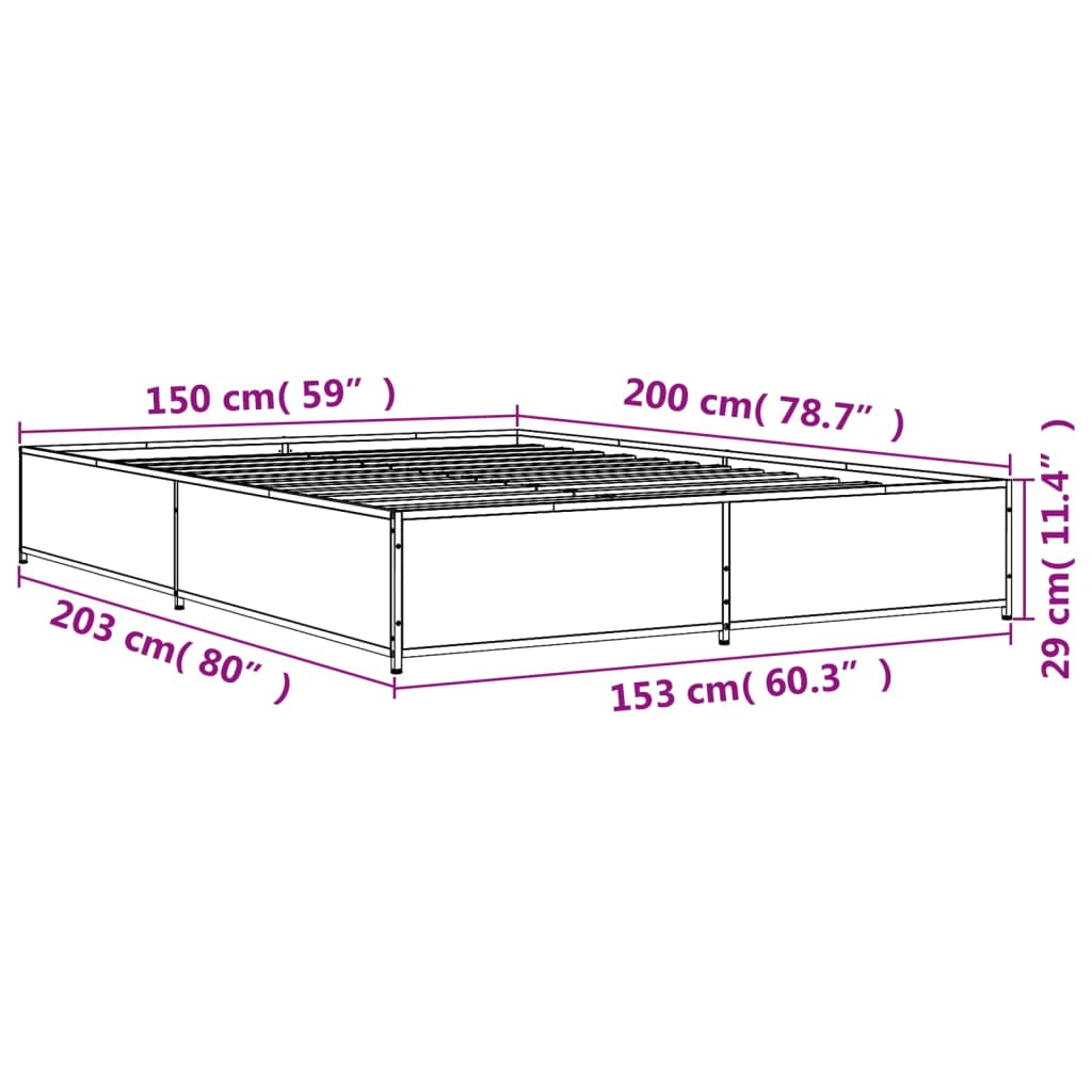 sengestel 150x200 cm konstrueret træ og metal sort