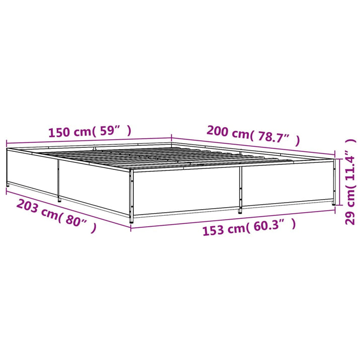 sengestel 150x200 cm konstrueret træ og metal sort