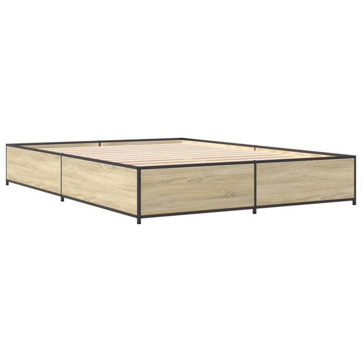 sengestel 150x200 cm konstrueret træ og metal sonoma-eg