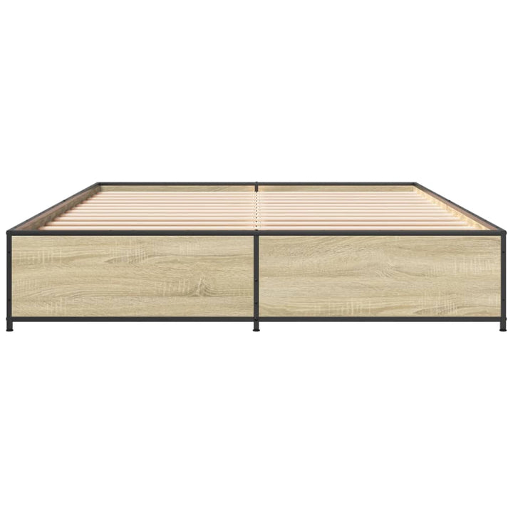 sengestel 150x200 cm konstrueret træ og metal sonoma-eg