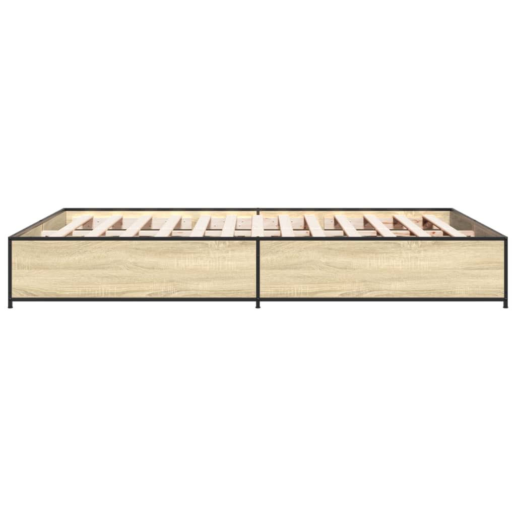 sengestel 150x200 cm konstrueret træ og metal sonoma-eg