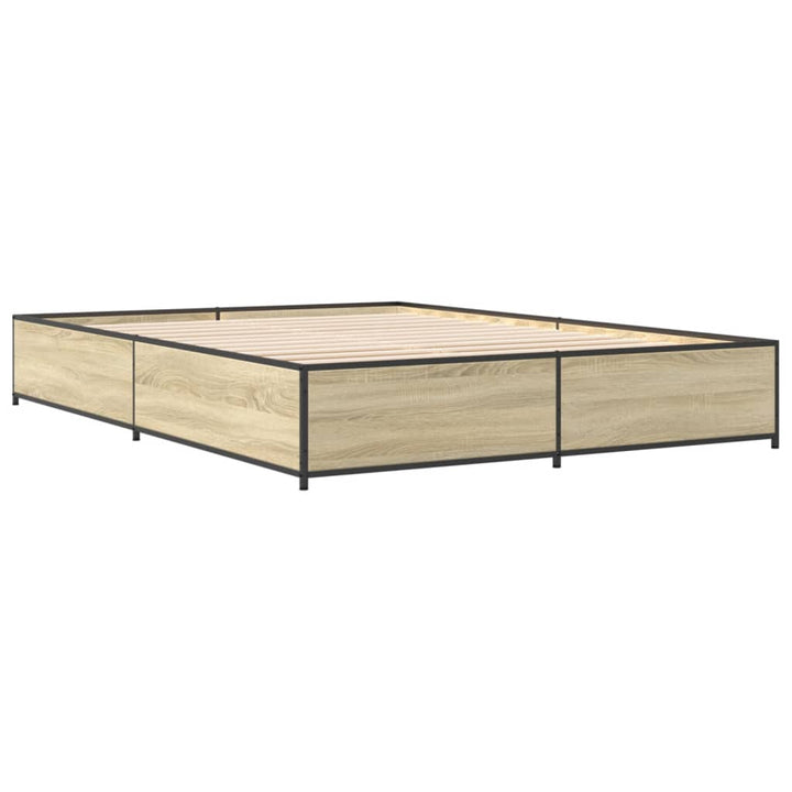 sengestel 150x200 cm konstrueret træ og metal sonoma-eg