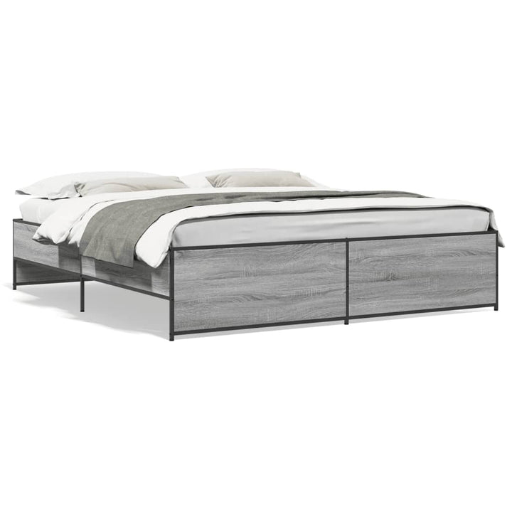 sengestel 200x200 cm konstrueret træ og metal grå sonoma-eg