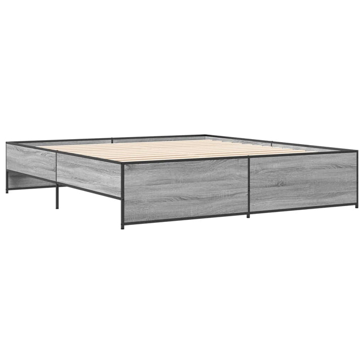 sengestel 200x200 cm konstrueret træ og metal grå sonoma-eg
