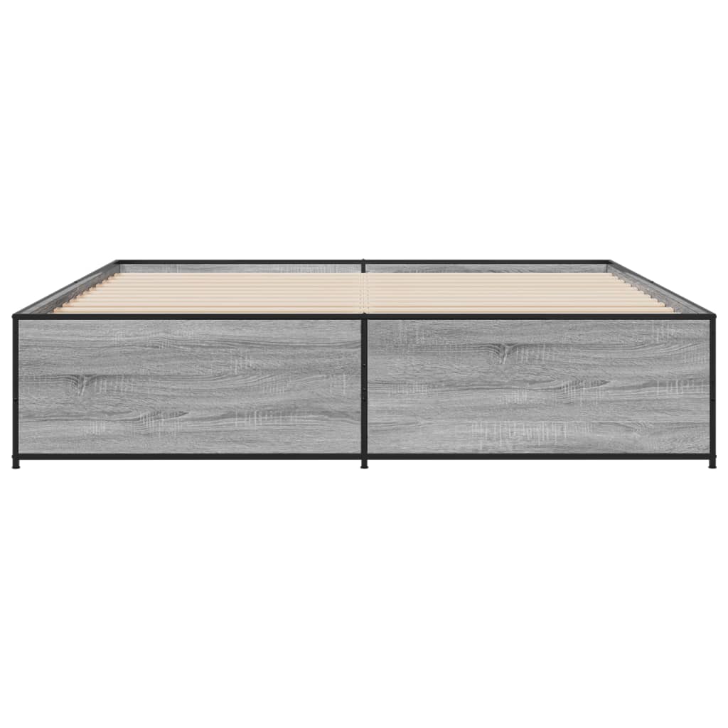 sengestel 200x200 cm konstrueret træ og metal grå sonoma-eg
