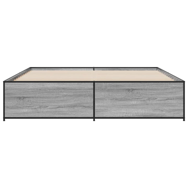 sengestel 200x200 cm konstrueret træ og metal grå sonoma-eg