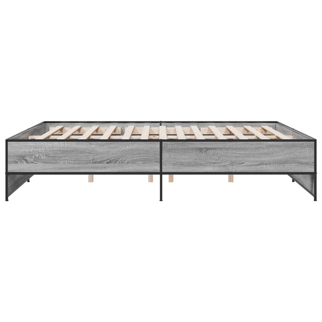sengestel 200x200 cm konstrueret træ og metal grå sonoma-eg