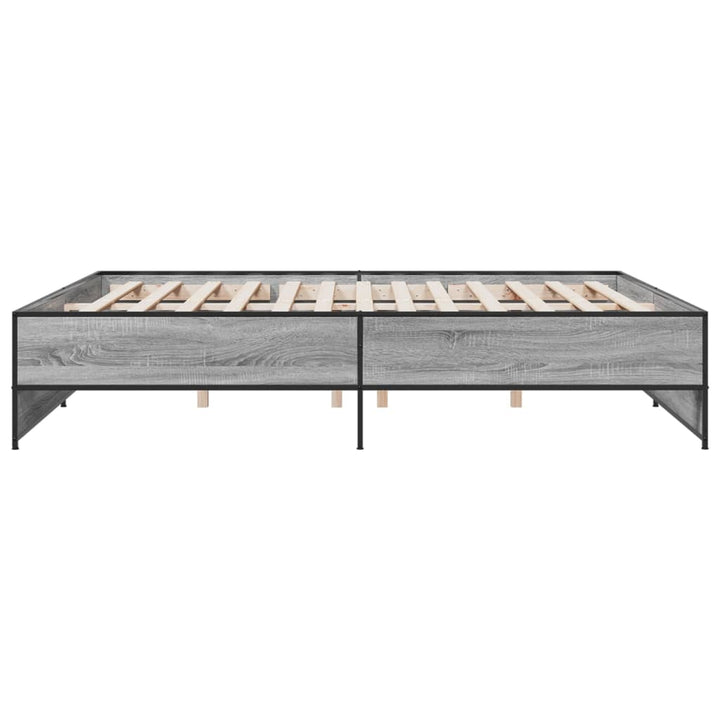 sengestel 200x200 cm konstrueret træ og metal grå sonoma-eg