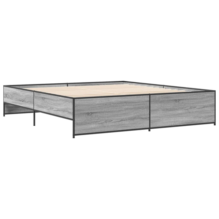 sengestel 200x200 cm konstrueret træ og metal grå sonoma-eg