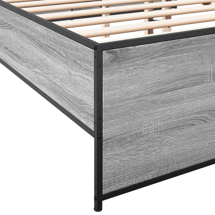 sengestel 200x200 cm konstrueret træ og metal grå sonoma-eg