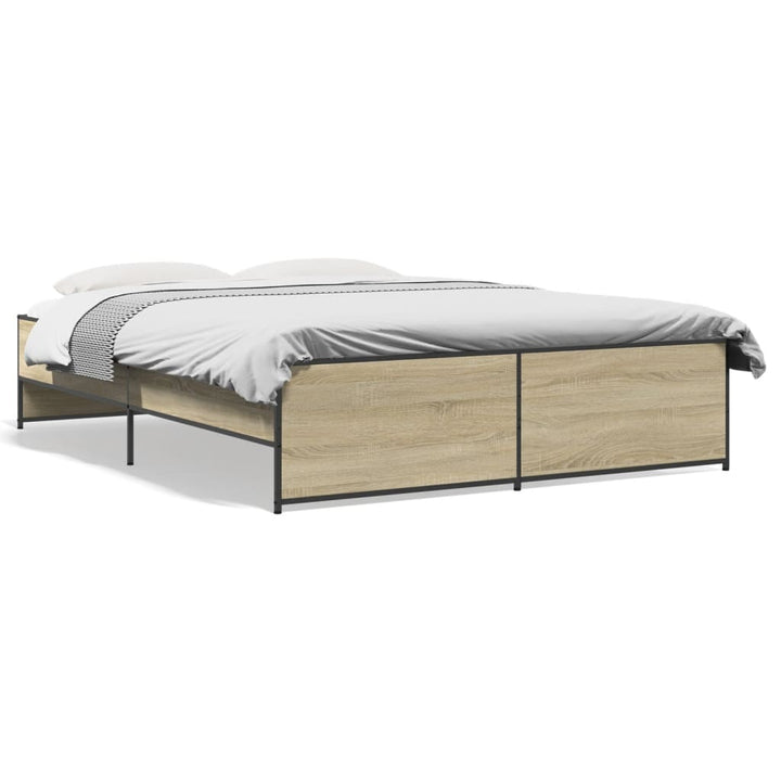 sengestel 160x200 cm konstrueret træ og metal sonoma-eg
