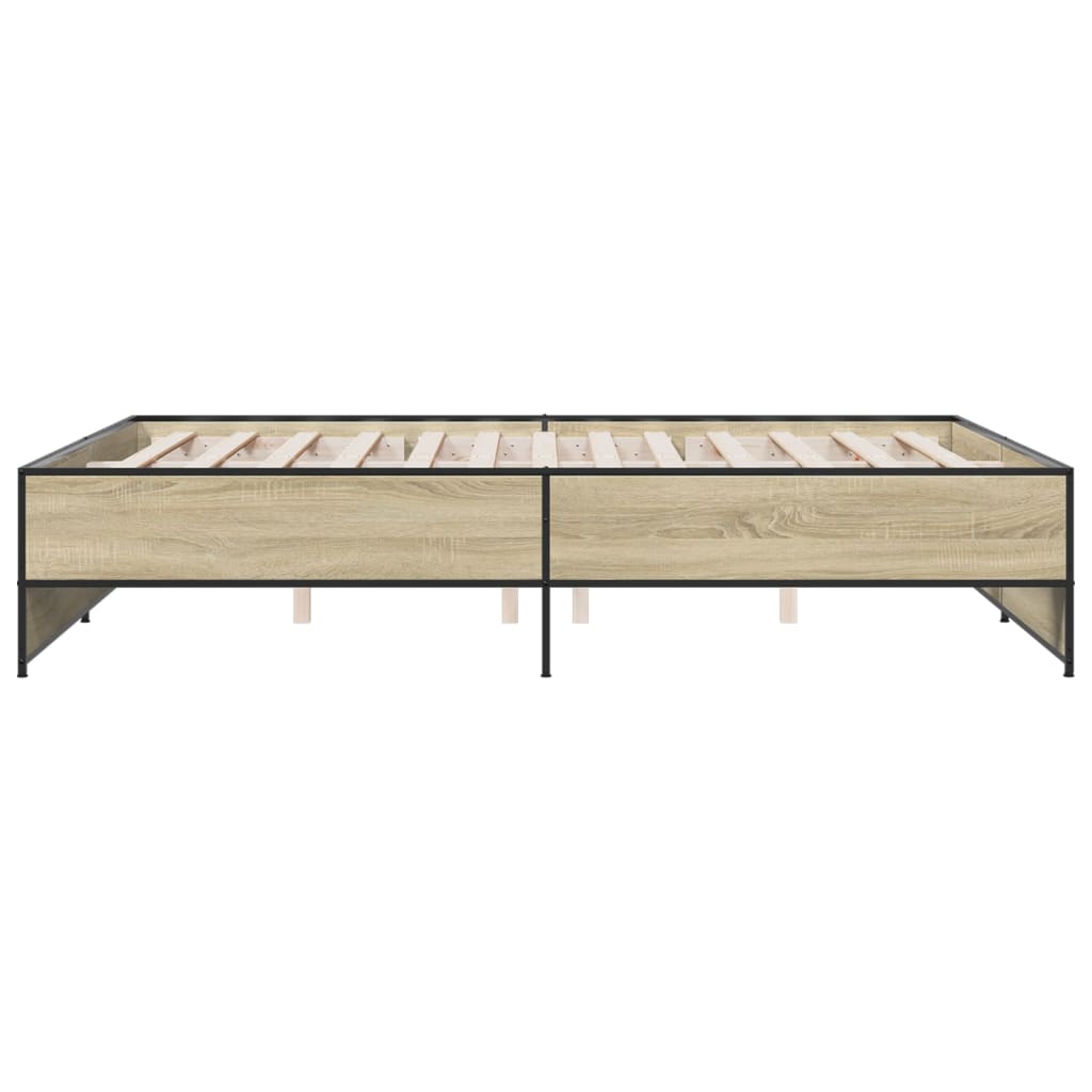 sengestel 160x200 cm konstrueret træ og metal sonoma-eg