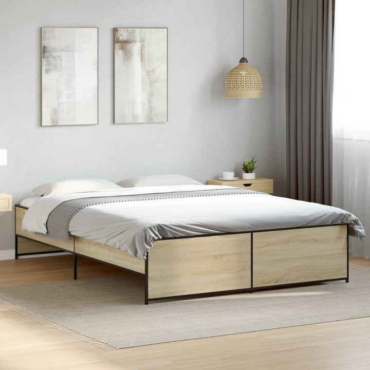 sengestel 160x200 cm konstrueret træ og metal sonoma-eg
