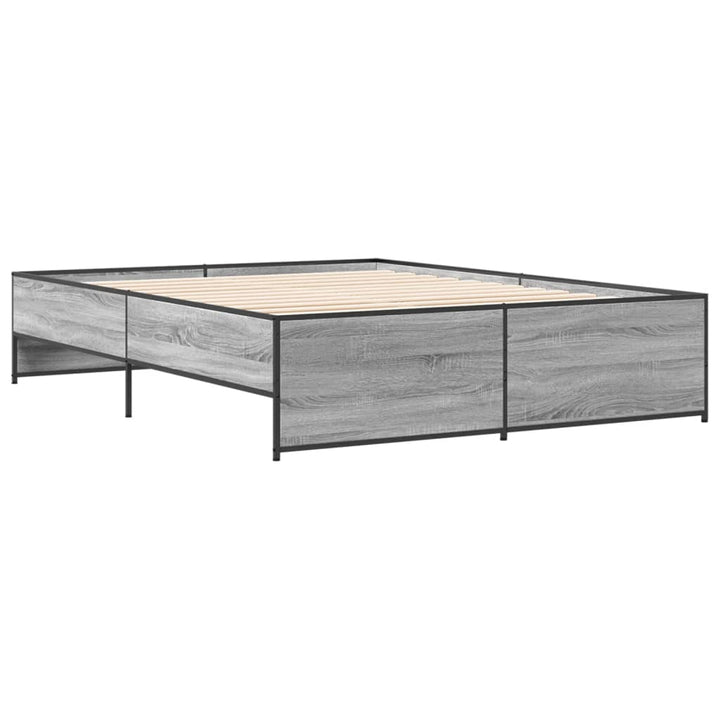 sengestel 160x200 cm konstrueret træ og metal grå sonoma-eg