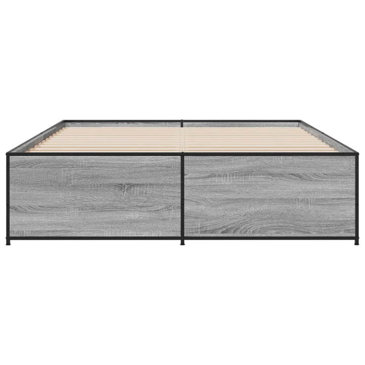 sengestel 160x200 cm konstrueret træ og metal grå sonoma-eg