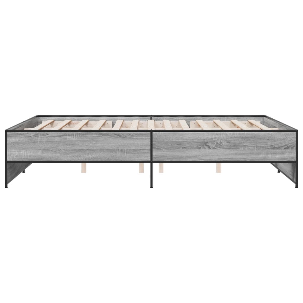 sengestel 160x200 cm konstrueret træ og metal grå sonoma-eg