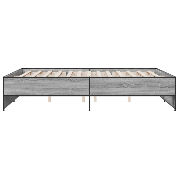 sengestel 160x200 cm konstrueret træ og metal grå sonoma-eg