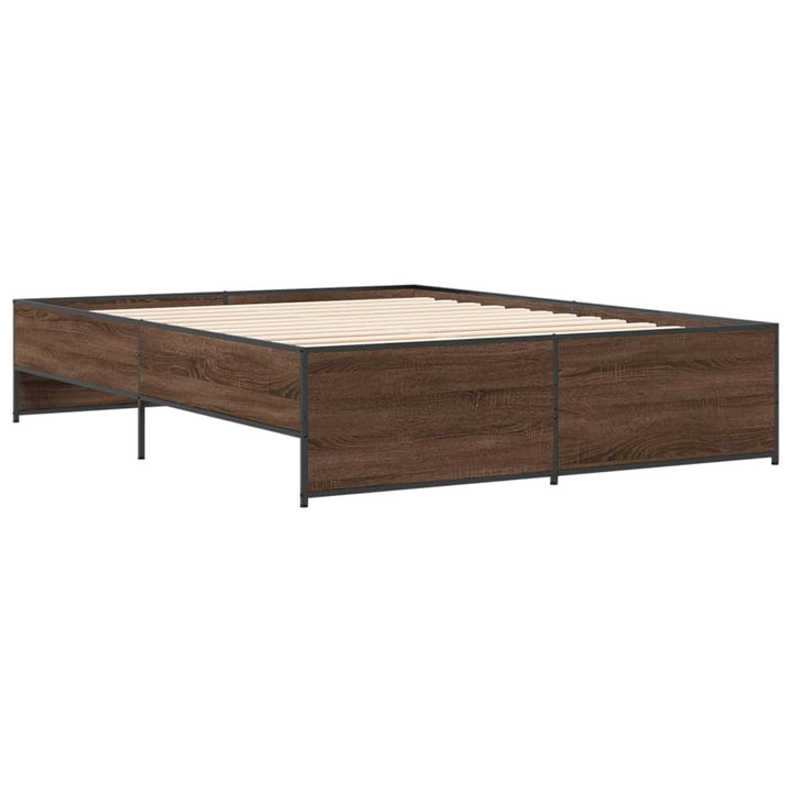 sengestel 160x200 cm konstrueret træ og metal brun egetræ