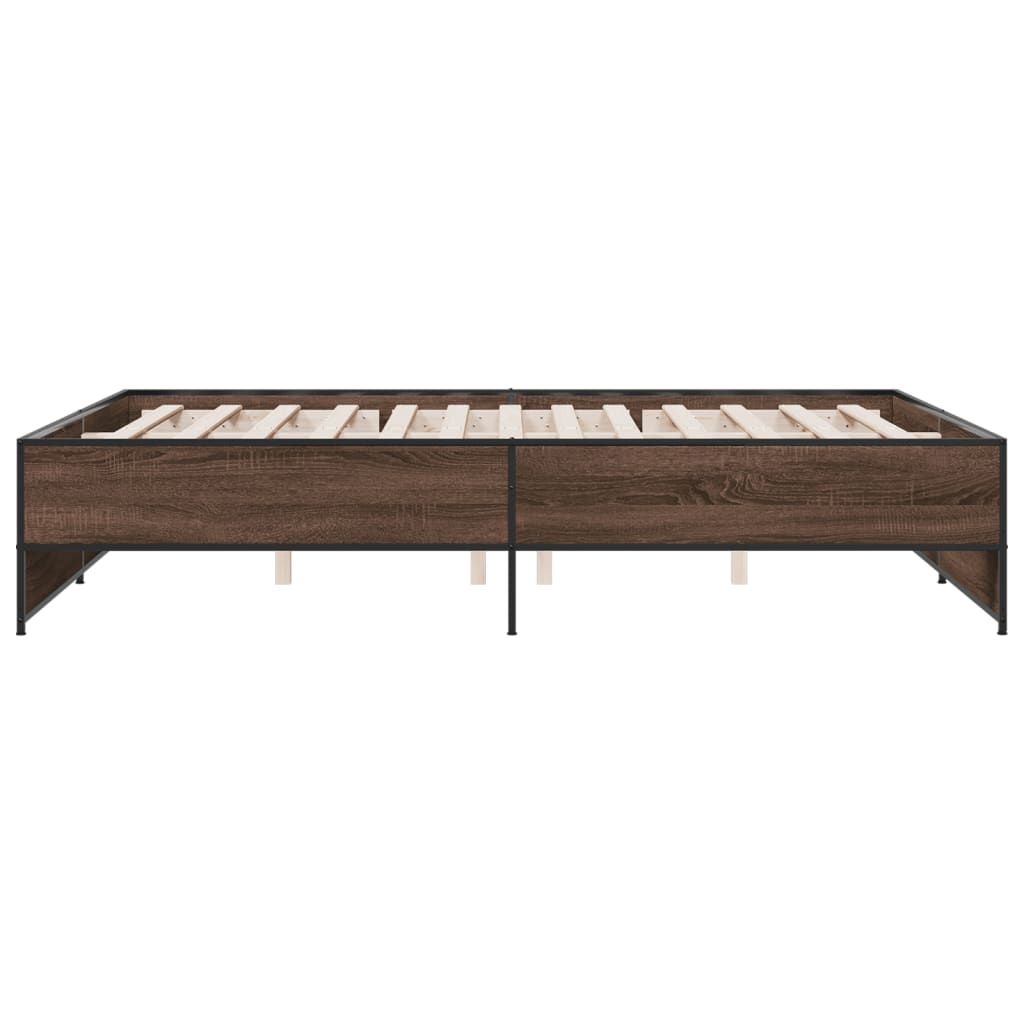 sengestel 160x200 cm konstrueret træ og metal brun egetræ