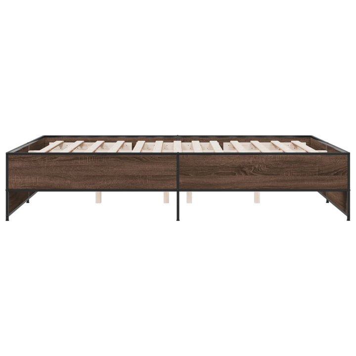 sengestel 160x200 cm konstrueret træ og metal brun egetræ