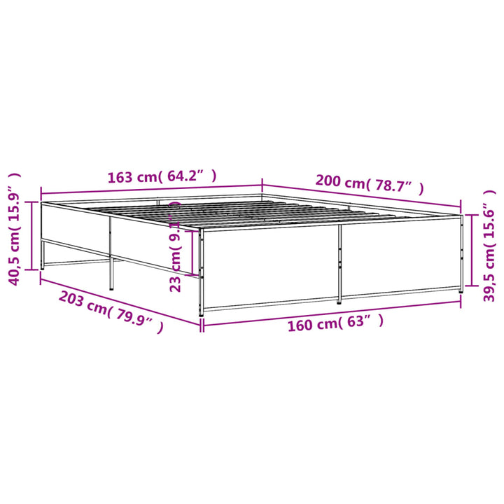 sengestel 160x200 cm konstrueret træ og metal brun egetræ