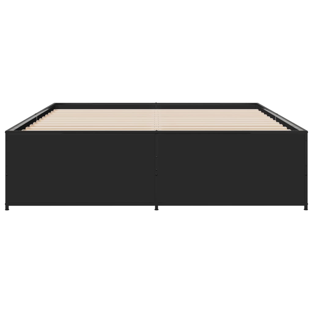 sengestel 150x200 cm konstrueret træ og metal sort