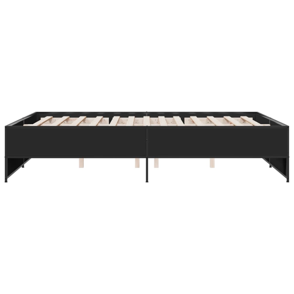 sengestel 150x200 cm konstrueret træ og metal sort