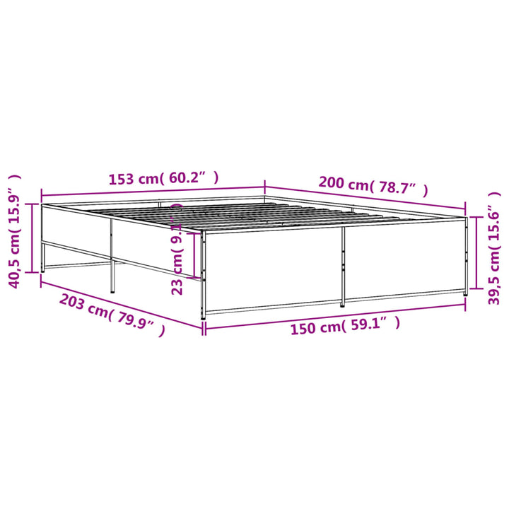 sengestel 150x200 cm konstrueret træ og metal sort