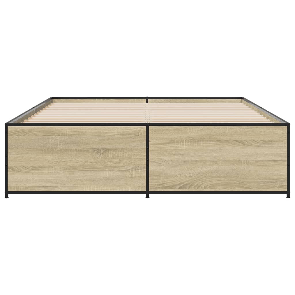 sengestel 150x200 cm konstrueret træ og metal sonoma-eg