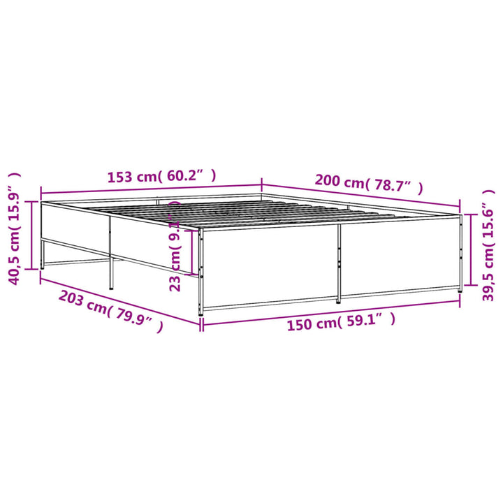 sengestel 150x200 cm konstrueret træ og metal sonoma-eg