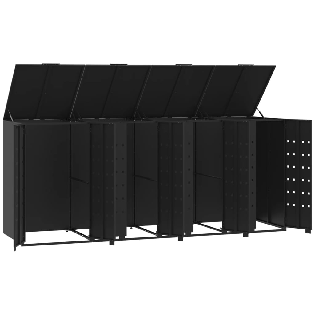 skraldespandsskjuler 276x79x117 cm 4 rum stål sort