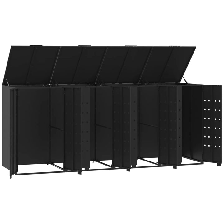 skraldespandsskjuler 276x79x117 cm 4 rum stål sort