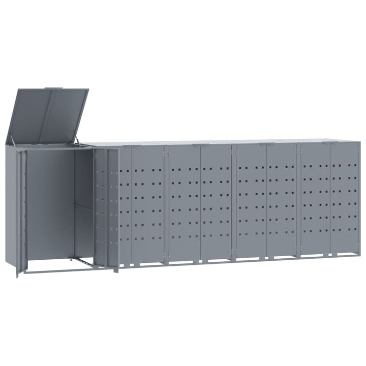skraldespandsskjuler 345x79x117 cm 5 rum stål grå