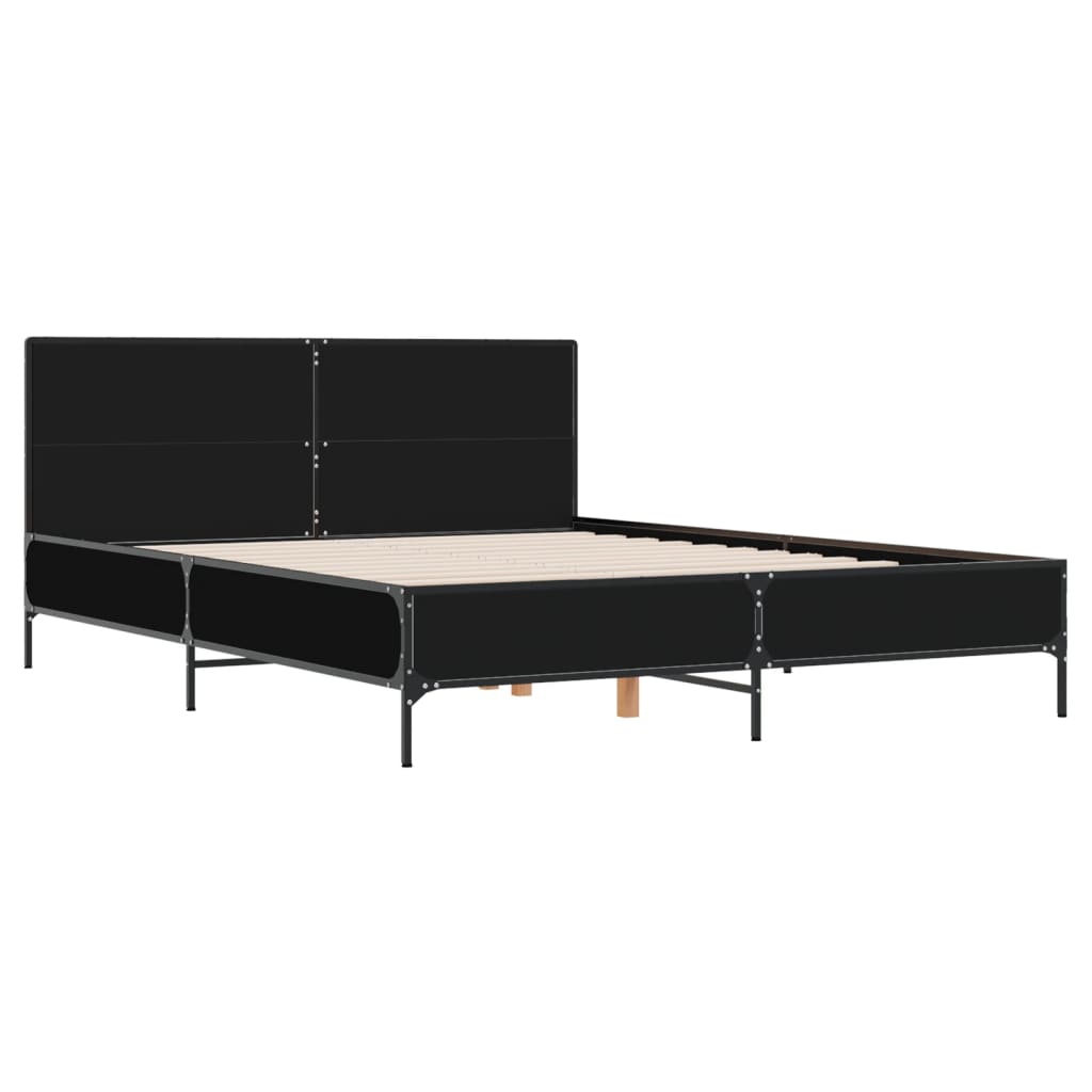 sengestel 150x200 cm konstrueret træ og metal sort