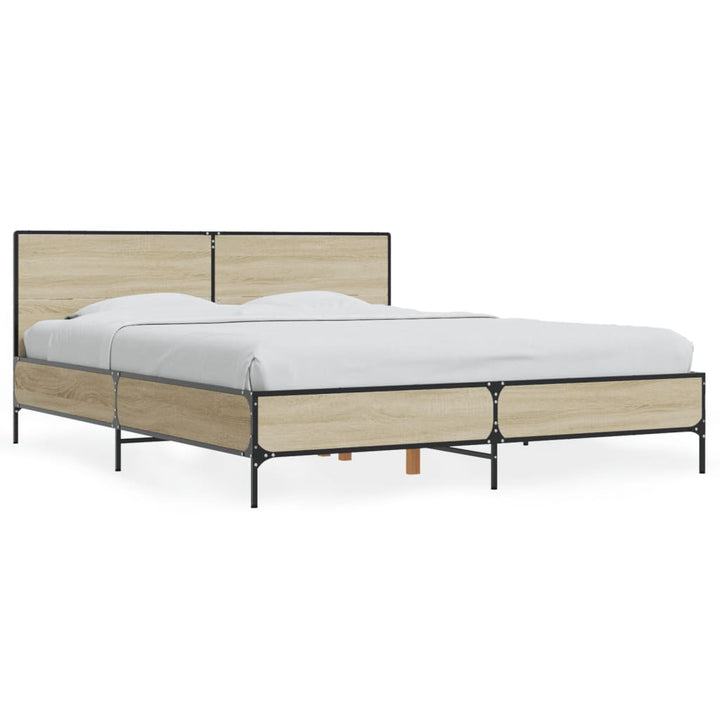 sengestel 150x200 cm konstrueret træ og metal sonoma-eg