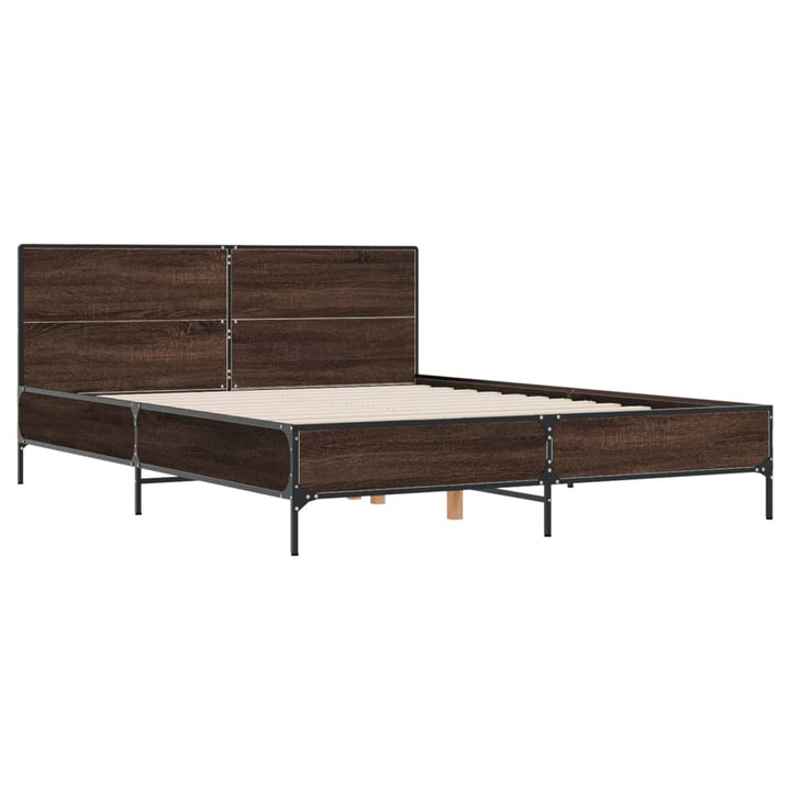 sengestel 150x200 cm konstrueret træ og metal brun egetræ