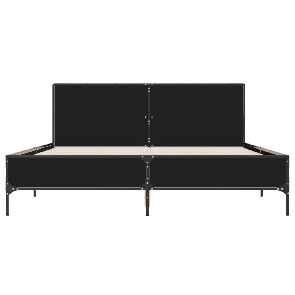 sengestel 160x200 cm konstrueret træ og metal sort