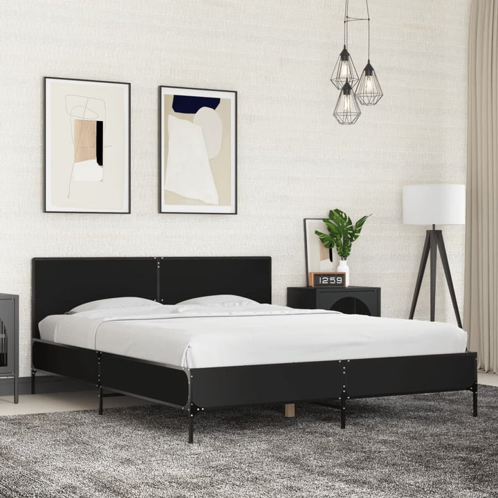 sengestel 160x200 cm konstrueret træ og metal sort