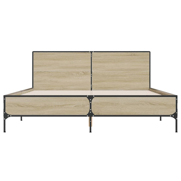 sengestel 160x200 cm konstrueret træ og metal sonoma-eg