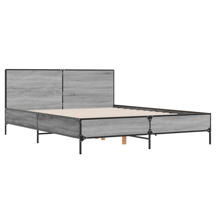 sengestel 160x200 cm konstrueret træ og metal grå sonoma-eg