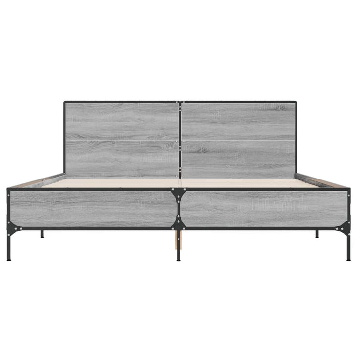 sengestel 160x200 cm konstrueret træ og metal grå sonoma-eg