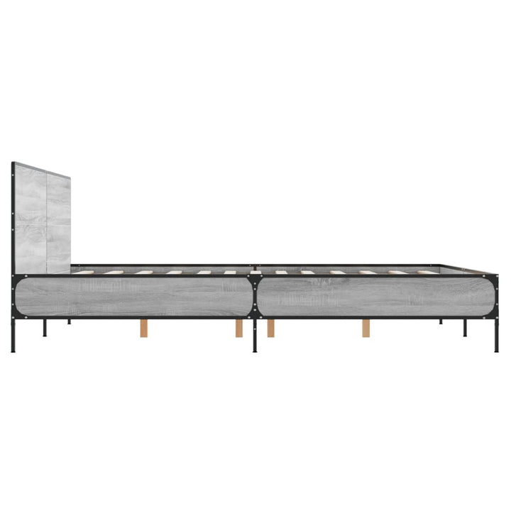 sengestel 160x200 cm konstrueret træ og metal grå sonoma-eg