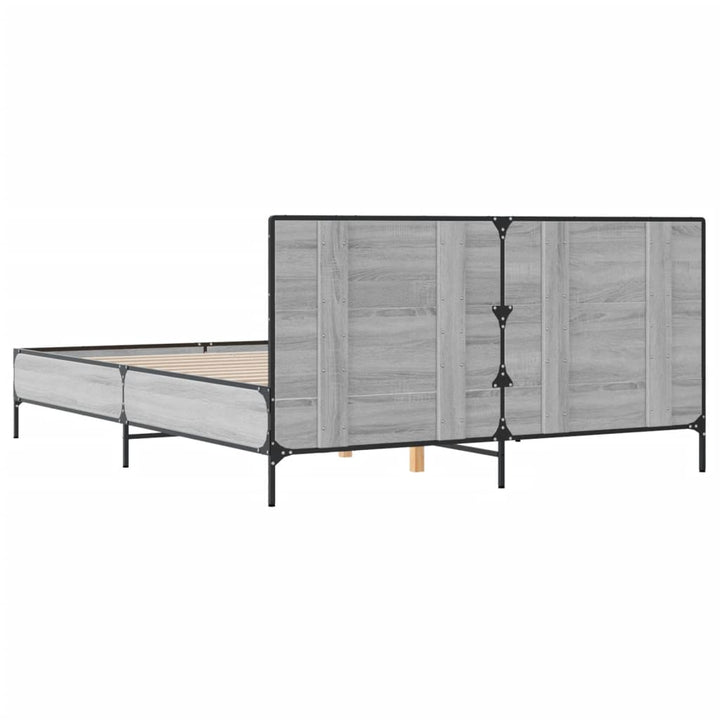sengestel 160x200 cm konstrueret træ og metal grå sonoma-eg