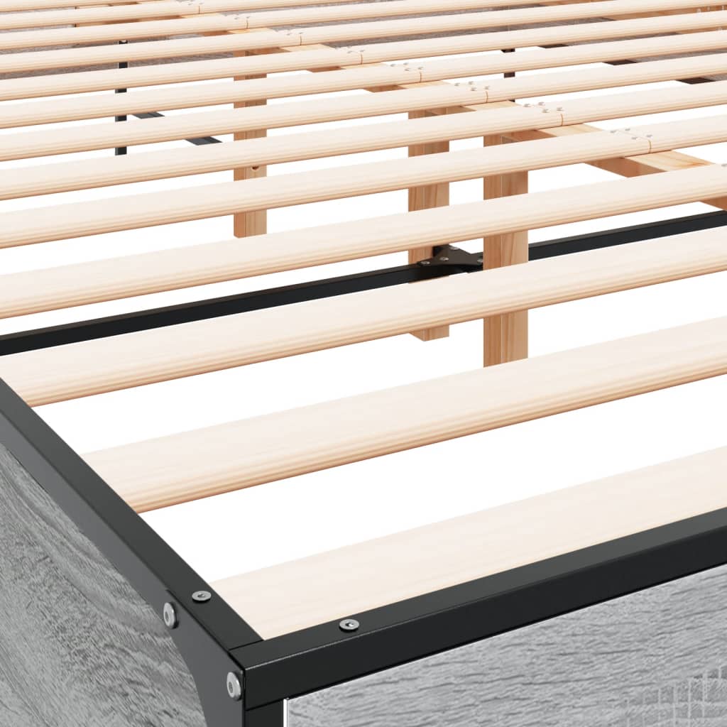 sengestel 160x200 cm konstrueret træ og metal grå sonoma-eg
