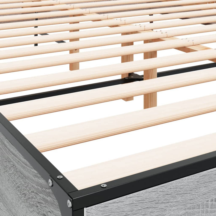 sengestel 160x200 cm konstrueret træ og metal grå sonoma-eg