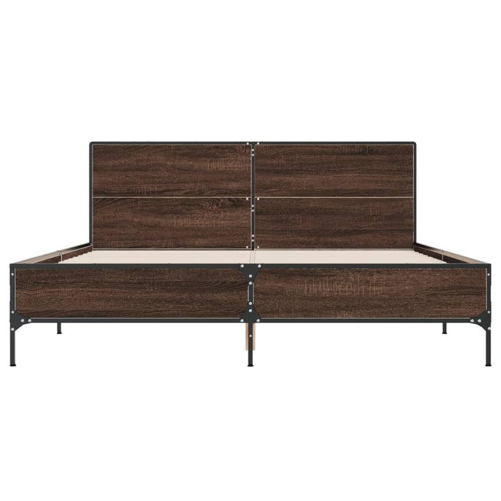 sengestel 160x200 cm konstrueret træ og metal brun egetræ