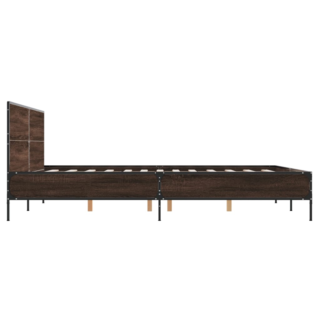 sengestel 160x200 cm konstrueret træ og metal brun egetræ