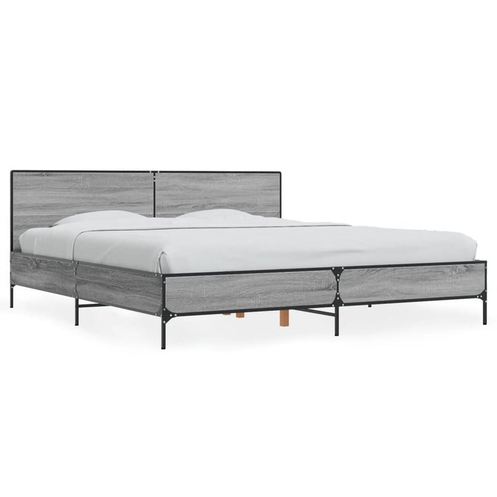 sengestel 200x200 cm konstrueret træ og metal grå sonoma-eg