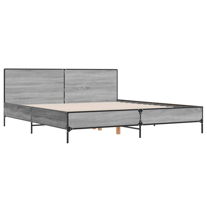 sengestel 200x200 cm konstrueret træ og metal grå sonoma-eg